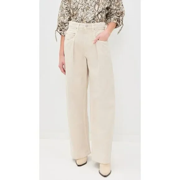 Isabel Marant Etoile Rachelle Wide-Leg Cream Jeans Size 28 High Waist